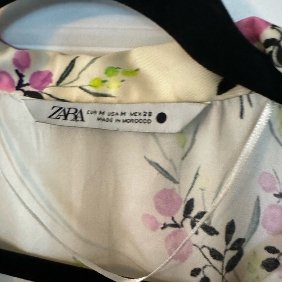 Zara Ecru Printed Piped Shirt Button Up Floral Blouse Women’s - Picture 6 of 8